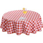 Nappe vichy carreaux rouge et blanc ronde toile cire 120cm, pvc nappe exterieur impermeable jardin, ...