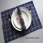 Napperons de couleur unie, style simple, s�rie bleue, serviettes de table a dessert en tissu, torchons ...