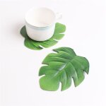 Napperons en eva, feuilles de palmier tropicales artificielles, sous - verres pour caf, th, tasse, ...