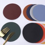 Napperon rond en cuir pu, couleur unie, sous - verre isolant, rsistant a l'huile, napperon alimentaire, ...