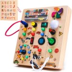 Nauotk planche montessori, busy board en bois pour bb 3 + ans, activity board avec 19 lumiere, motricit ...