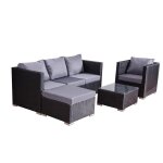 Nevala noir / gris: salon de jardin 6 places en r�sine tress�e