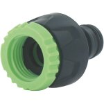 Nez de robinet avec rducteur cap vert - filetage 15 x 21 - 20 x 27 mm