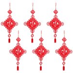 Noeud chinois rouge diy, 6 pièces, pendentif de pompon fu, décoration suspendue de jardin et de cour, ... Noeud chinois rouge diy, 6 pièces, pendentif de pompon fu, décoration suspendue de jardin et de cour, ...
