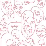 Noordwand papier peint friends&coffee line art faces blanc et rose Noordwand papier peint friends&coffee line art faces blanc et rose