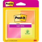 Notes autocollantes super sticky, 4 blocs, 47. 6 mmx47. 6 mm, 45 feuilles par bloc, jaune, orange, rose, ...