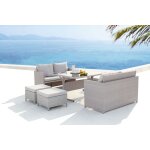 Noum�a marron / blanc : salon de jardin encastrable en r�sine tress�e 8 personnes