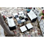 Nouméa noir / blanc : salon de jardin encastrable en résine tressée 8 personnes Nouméa noir / blanc : salon de jardin encastrable en résine tressée 8 personnes