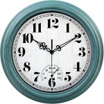 Nouvelhorizonstore - 12 inch indoor outdoor clocks, waterproof wall clock with thermometer, easy to read, ...