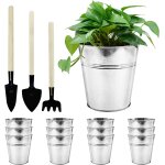 Nouvelhorizonstore - lot de 12 pots de fleurs en m�tal galvanis� de 12 cm avec mini outils pour plantes, ...