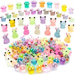 Nouvelhorizonstore - 122pcs luminous mini resin animal figurines glow in the dark cute rabbits frogs ...