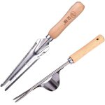 Nouvelhorizonstore - 2 pcs outil de d�sherbage manuel � poign�e en bois d�sherbeur en acier inoxydable, ...