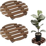Nouvelhorizonstore - 2 pcs support a plantes en bois avec roulettes support a plantes roulant robuste ...