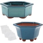 Nouvelhorizonstore - lot de 2 pots de fleurs emaill�s pour bonsa� 12, 4 cm et 15, 5 cm + 6 grilles de ...