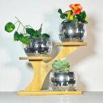 Nouvelhorizonstore - lot de 3 boule a facette pot de fleur avec bambou stand, boule a facette vase, disco ...
