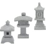 Nouvelhorizonstore - lot de 3 lanternes japonaises en pierre - mini pagode - d��coration asiatique - ...
