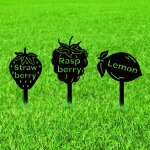 Nouvelhorizonstore - lot de 3 piquets d�coratifs en m�tal pour f�te de fruits, fraise, citron, framboise, ...