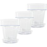 Nouvelhorizonstore - lot de 3 pot pour orchid�es transparent en plastique avec trous de vidange et soucoupes ...