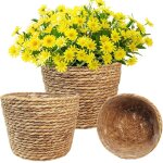 Nouvelhorizonstore - 3pcs caches pot plante en osier, panier a plantes d'int�rieur, pots de fleurs jardin ...