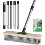 Nouvelhorizonstore - brosse de jardin en fil m�tallique robuste avec manche t�lescopique de 144, 8 cm, ...