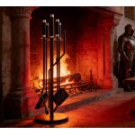 Nouvelhorizonstore - ensemble de 5 accessoires de chemin�e en fer laqu� noir avec poign�es en acier inoxydable ...