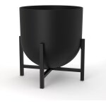 Nouvelhorizonstore - grand pot avec support, en m�tal, pour int�rieur, grand, 22 cm (noir)