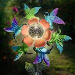 Nouvelhorizonstore - moulin �� vent solaire en forme de colibri, sculpture de jardin en m��tal r��sistant ...