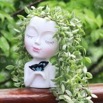 Nouvelhorizonstore - pot de fleurs en r�sine avec trou de drainage, t�te de visage pour int�rieur et ...