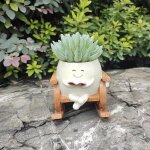Nouvelhorizonstore - pot de fleurs avec visage souriant pot fleur en r�sine pour chaise a bascule avec ...