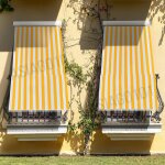 Nouvelhorizonstore - rideau de soleil ombrage maison �� rayures pour balcon v��randa terrasse avec anneaux ...