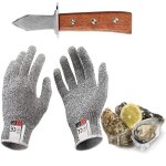 Oayew - couteaux a hu�tres set, inclure 17 cm couteau huitre et paire de gants r�sistants aux coupures ...