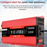 Onduleur de voiture 1200 w 12 v  220 v ac, convertisseur solaire lcd numrique  onde sinusodale modifie ...