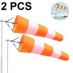 (orange fluorescent) lot de 2 girouettes d'extrieur  suspendre, manche  air rotative, anmomtre externe ...
