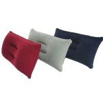 Oreiller gonflable portable pliable double face pour voiture, coussin floqué pour voyage, avion, couchage, ... Oreiller gonflable portable pliable double face pour voiture, coussin floqué pour voyage, avion, couchage, ...