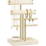 Organisateur de bijoux a 3 niveaux - porte - bijoux beige - support de bijoux amovible en t - porte - ... Organisateur de bijoux a 3 niveaux - porte - bijoux beige - support de bijoux amovible en t - porte - ...