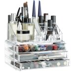 Organiseur de maquillage, bo�te rangement make up avec tiroirs, support empilable, transparent - relaxdays ...