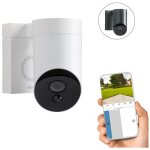 Outdoor camera blanche - cam�ra de surveillance ext�rieure wifi - stickers alarme - 1080p full hd - sir�ne ...