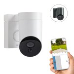 Outdoor camera blanche - cam�ra de surveillance ext�rieure wifi - stickers alarme - 1080p full hd - sir�ne ...