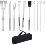 Outil de barbecue acier inoxydable, 9pcs barbecue ustensiles d'aiguilles, kit bbq grillade avec bo�te ...