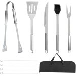 Outils barbecue - ustensiles barbecue 9pcs - accessoires barbecue, avec spatule, pince, brosse, brochettes, ...