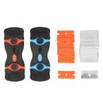 Outil de grattoir à lame de rasoir, nettoyage polyvalent avec lames à manche bleu orange à 2 cannelures, ... Outil de grattoir à lame de rasoir, nettoyage polyvalent avec lames à manche bleu orange à 2 cannelures, ...