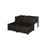 Outsunny bac a plantes surlev en rotin 40x40x44cm avec trous d'vacuation en pp, brun pour jardin balcon ...
