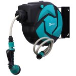 Outsunny d�vidoir mural enrouleur automatique pivotant 180 tuyau 10 + 1 m avec lance arrosage support ...