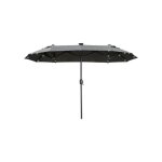 Outsunny parasol double, 295 x 219 cm, parasol avec led, ovale, parasol de jardin coupe - vent, gris ...