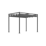 Outsunny pergola pavillon toit de terrasse avec toit coulissant 298 x 213 x 221 cm, gris