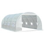 Outsunny serre de jardin tunnel de culture serre potager 18m bche pe anti - uv tube fer 8 fentres 6l ...