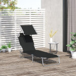 Outsunny transat bain de soleil pliable grand confort dossier et pare - soleil r�glable multi - positions ...