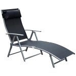 Outsunny transat chaise longue bain de soleil pliable dossier inclinable multi - positions t?ti?re fournie ...