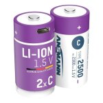 Pack 2 accus li - ion 1. 5v 2. 5ah c avec charge usb - c