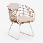 Pack de 2 chaises de jardin avec accoudoirs en aluminium et rotin synth�tique isaran blanc gardenia